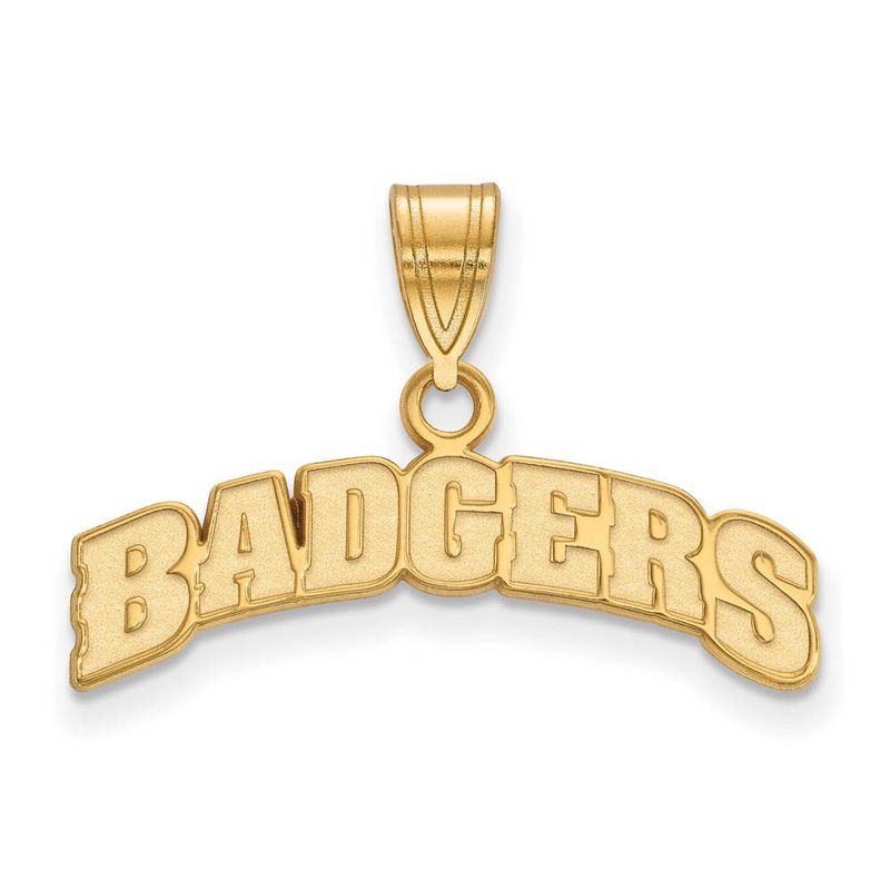 14k Gold Plated Silver U. Of Wisconsin Medium Script Logo Pendant